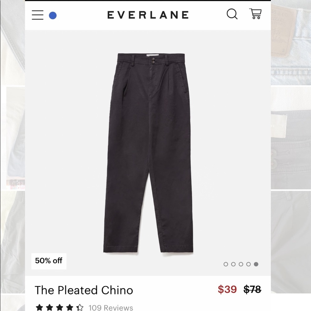 Everlane Pleated Chino Black Pants (Size 2)